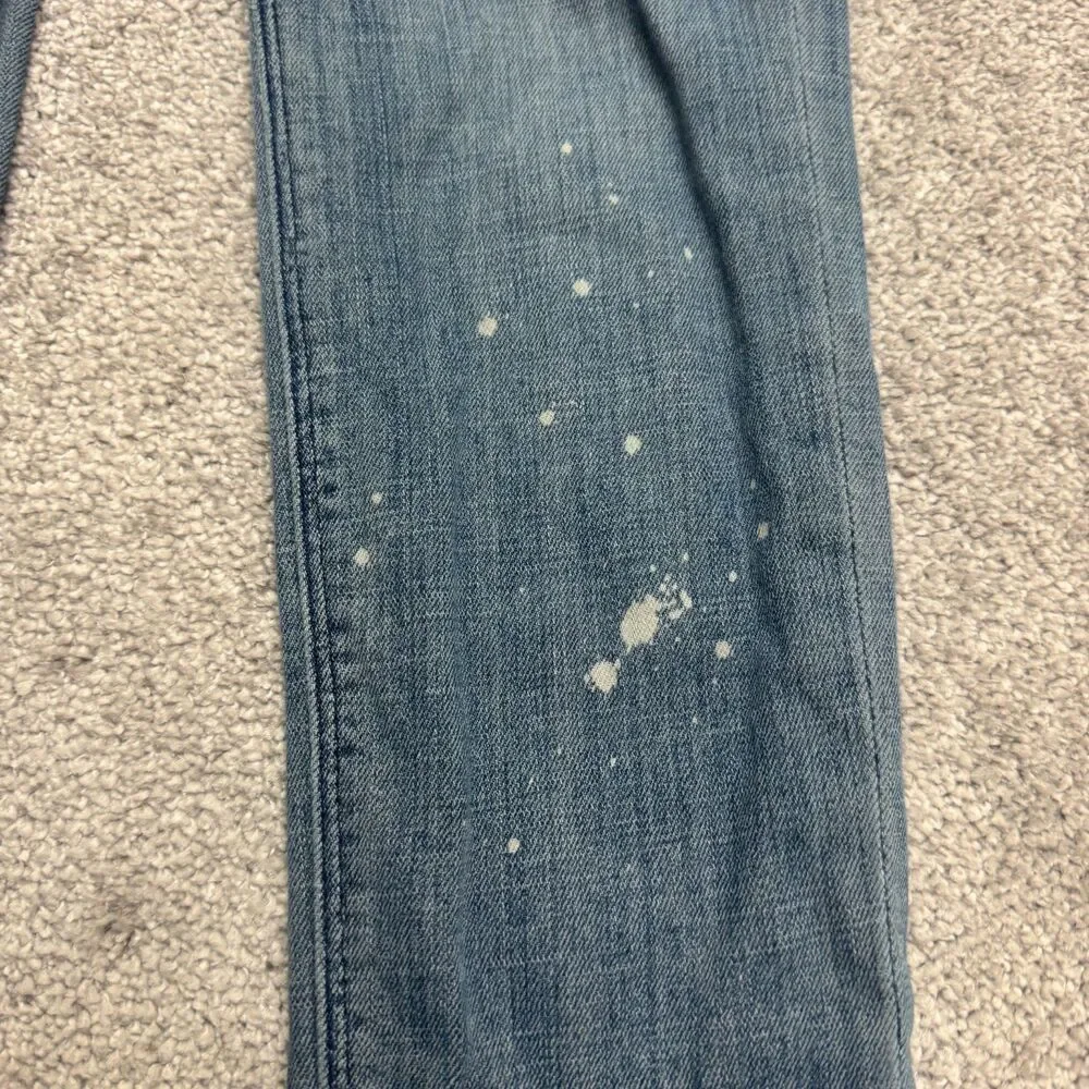 Hudson Low Rise Skinny Denim Jeans Womens 24 Blue Paint Splatter Stretch Casual